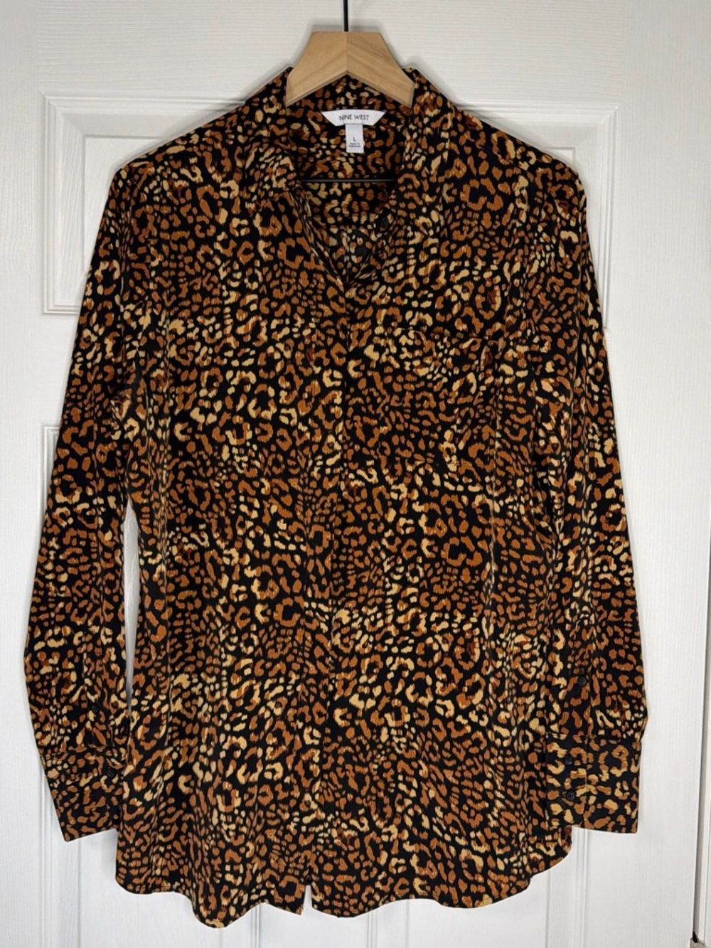 NWOT Nine West Leopard Print Button-Down Blouse